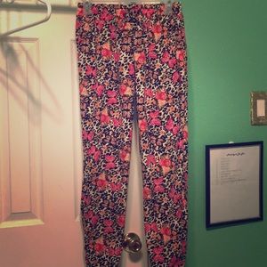 Butterfly floral cheater print pants